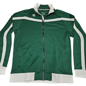 Champion Track Jacket M Green White Double Dry‎ Full Zip Retro Street Athleisure